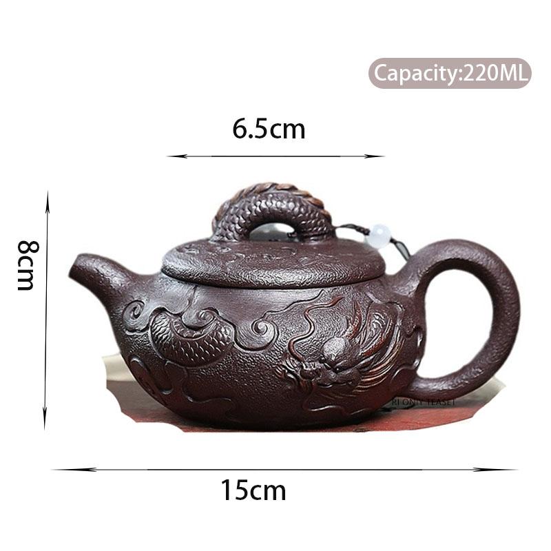 

220ml Chinese Yixing Purple Clay Teapots Handmade Dragon Pattern Zisha Tea Pot Beauty Tea Infuser Kettle Teaware Customized