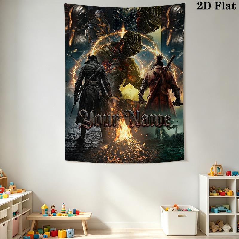 Name Custom DARK SOULS Wall Tapestry Aesthetic Wall Hanging Printed Fabric Blanket Decorative Tapestries for Bedroom Living Room Home Decor