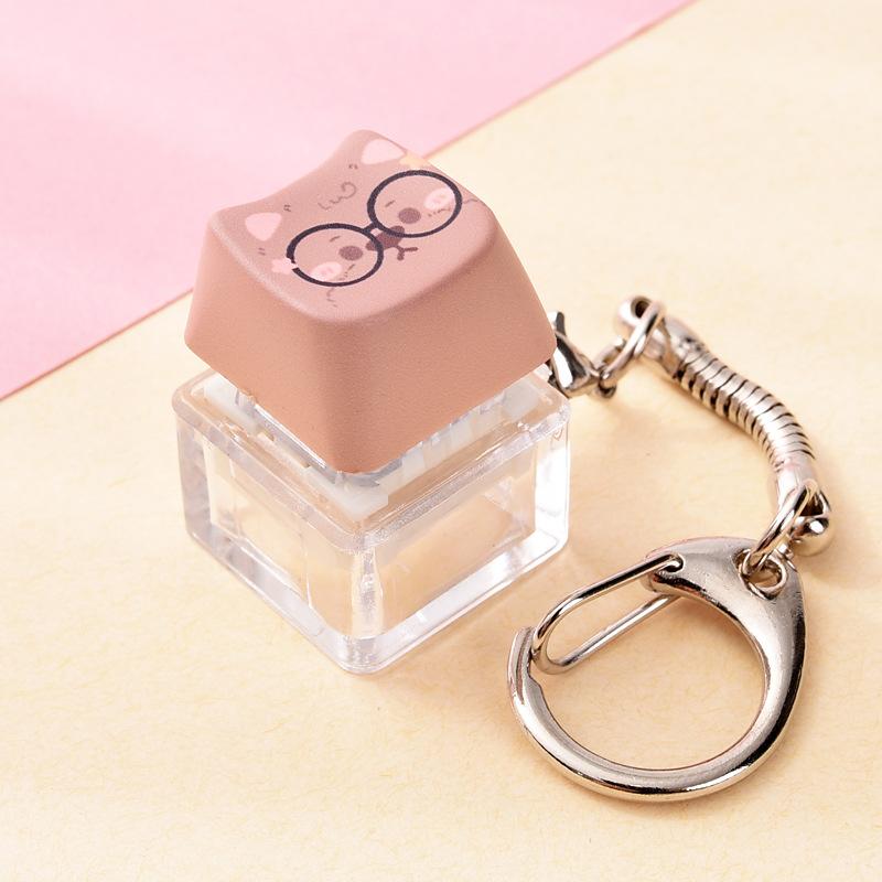 Cute Cat Dog Pendant Stress-Relief Fidget Keychain Mechanical Keyboard Keychain Dog-Themed Clicker Fidget For Backpack Study