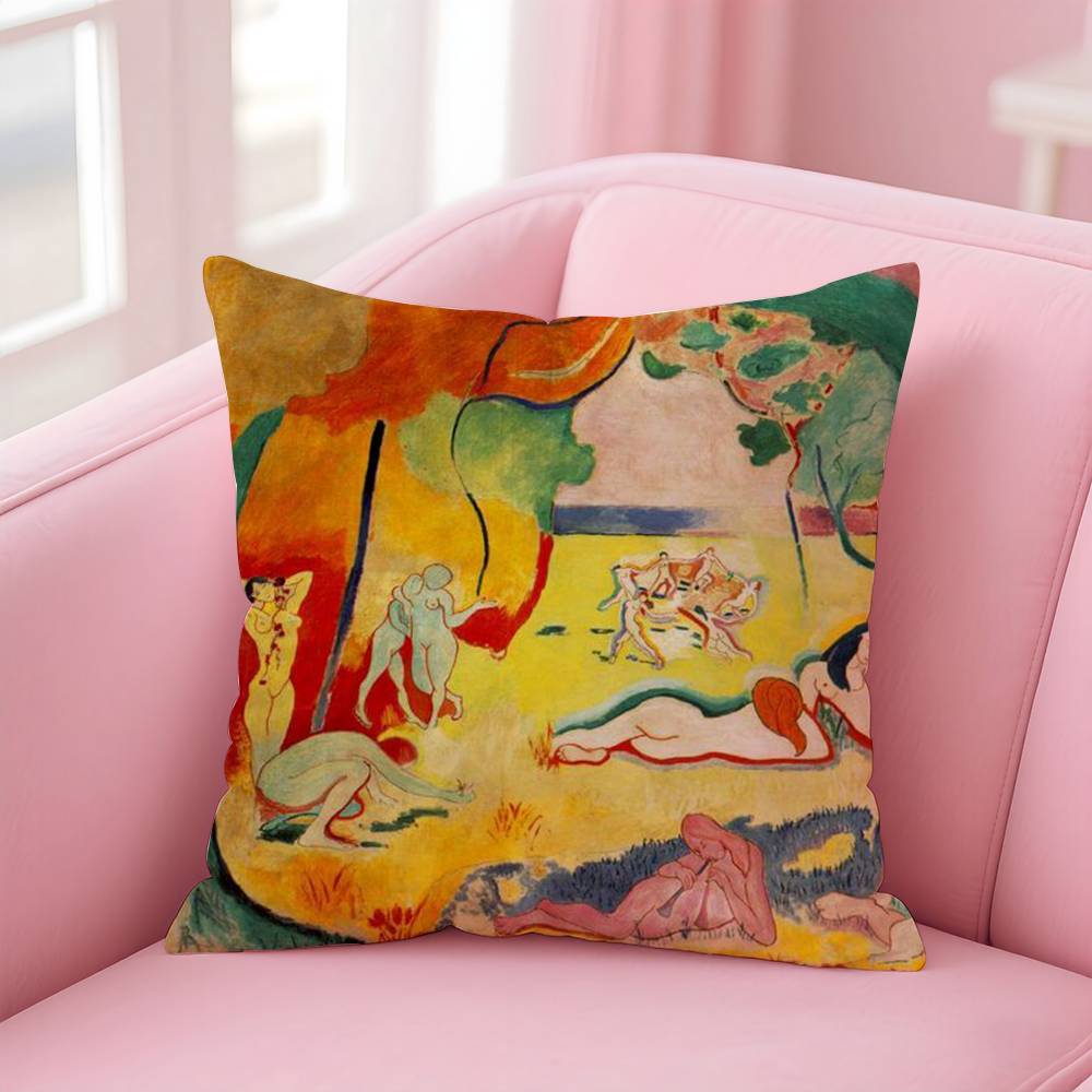 Fashion H-Henri M-Matisse Painting Pillow Case Anti-dustmite Pillow Invisible zipper silky short plush Sofa cushion cover