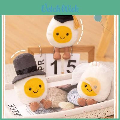 Cute Plush Boiled Egg Graduation Toy With Academic Cap Perfect Gift Idea