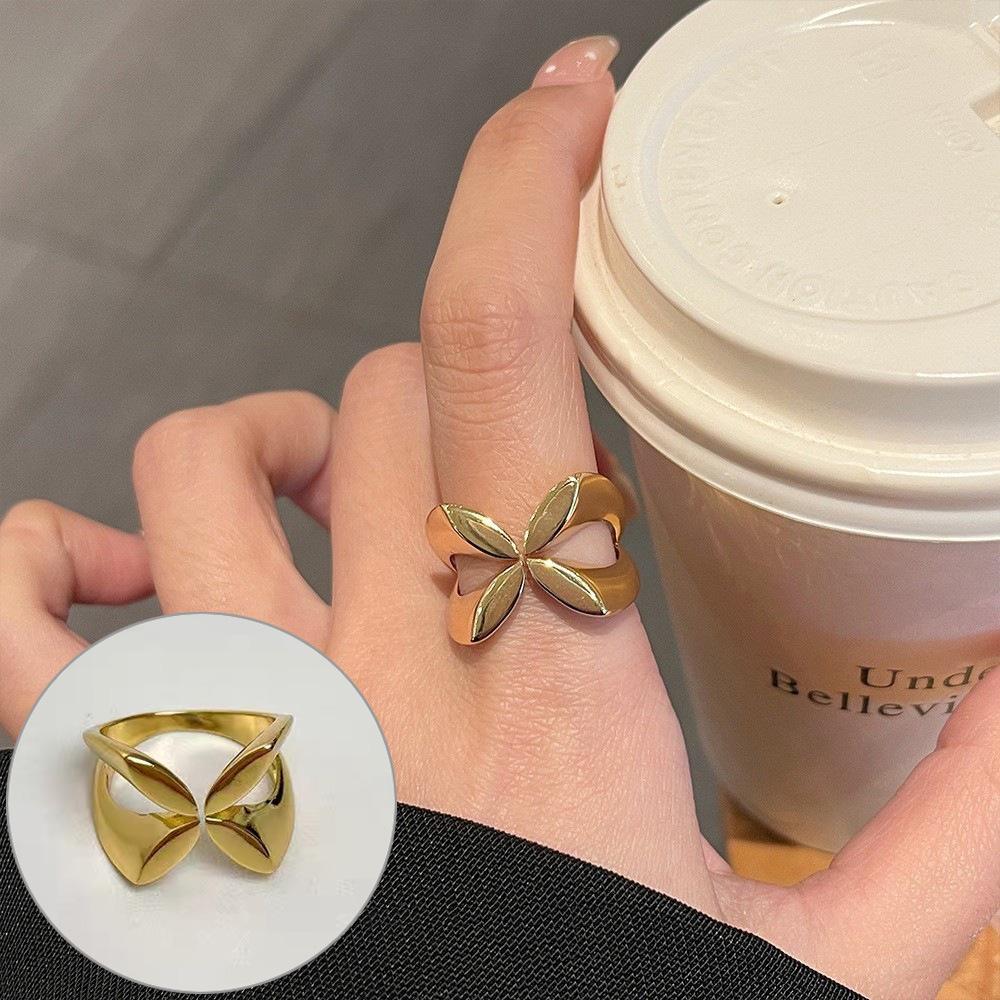 Korean 3D Heart Ring: Women's Retro Wide Band, Fashionable English Letter Open Finger Ring, Hip-Hop Style Index Finger Ring.