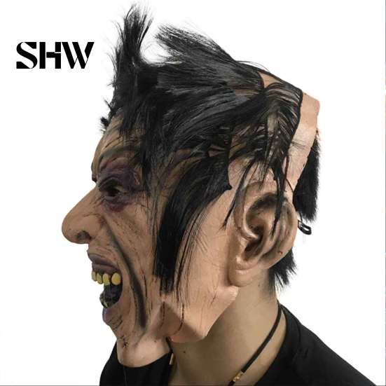 Realistic Latex Grimace with Messy Hair Scary Halloween Masque, Creepy Full Face Masque Vampire for Costume, Cosplay Party, Haunted House Party
