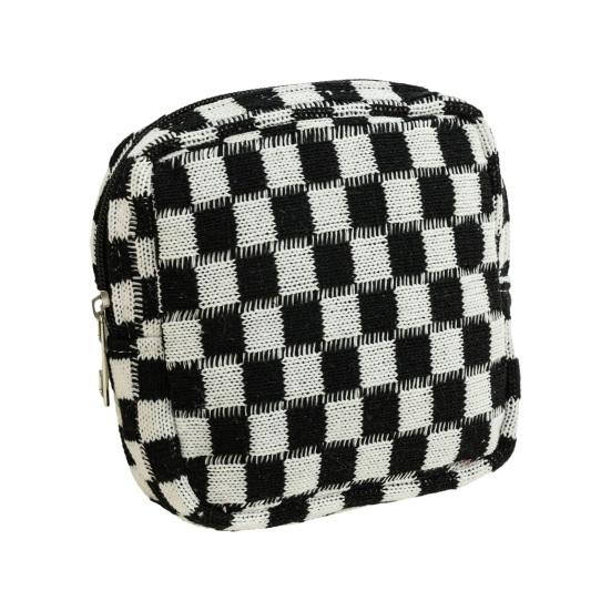 Checkered Period Bag for Women Girls Knitted Sanitary Napkin Bag Cute Menstrual Pad Pouch Tampon Holder for Purse