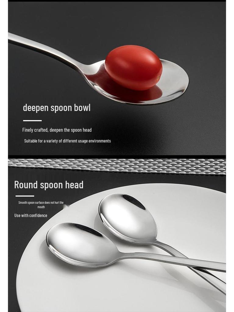 Korean Long-Handled Thick Stainless Steel Spoon for Soup and Coffee
