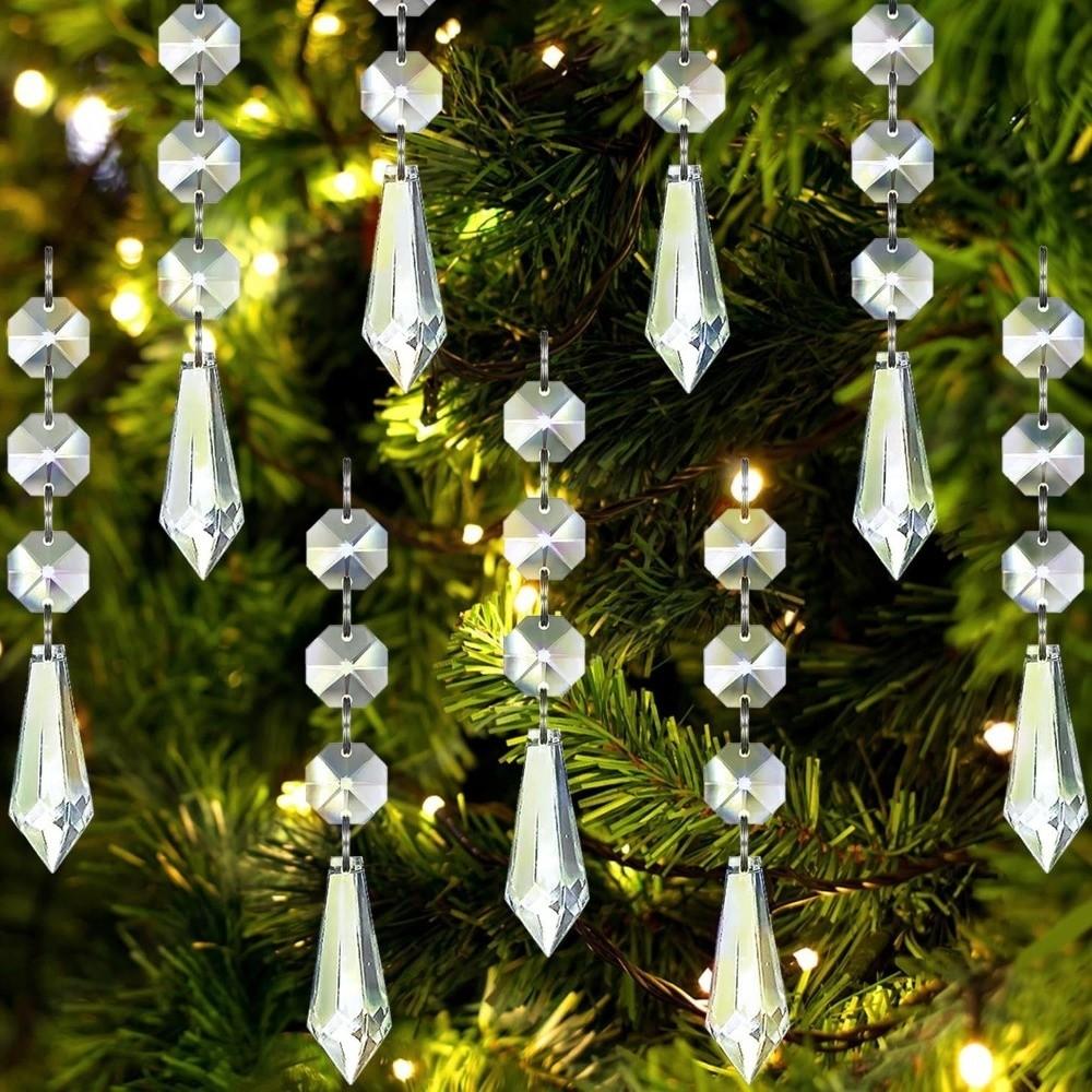 30Pcs Sparkling Christmas Snowflake Ornaments Clear Acrylic Christmas Tree Charms Xmas Decoration