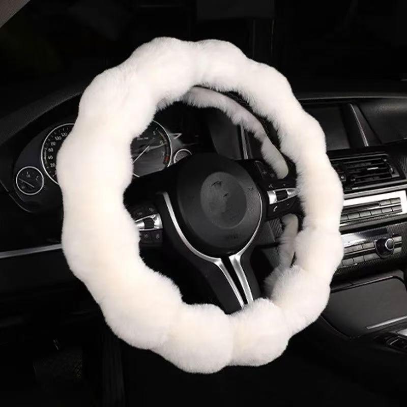 Soft Fluffy Car Steering Wheel Cover Plush Winter Warm Steering Wheel Grip Cover Non-Slip Steering Wheel Protector Car Steering