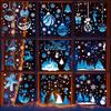 Blue Snowflake Christmas Window Stickers Santa Claus Snowman Elk Gingerbread Man Static Mirror Sticker Happy New Year 2026 Decor