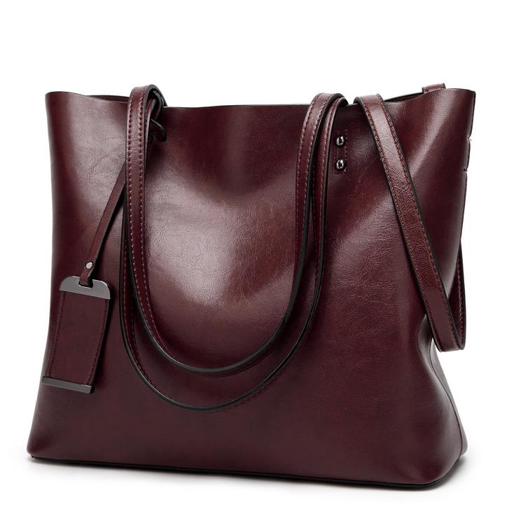 

Women s Tote Sac Bolsa Feminina Totes Waxing Leather Bucket Bag Simple Double Strap Shoulder Handbag for Girls 35cmx15cmx10cm кавовий