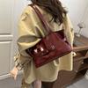 Faux Leather Tote Bag for Women, Minimalist Commute Shoulder Handbag, Spacious Office Work Purse KTB