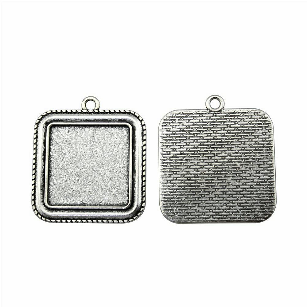 

3шт Квадратный простой стиль Камео Кабошон Кулон База Настройка Ювелирные компоненты Аксессуары Антикварное серебро Цвет Цинковый сплав 25 мм