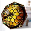 1pc Honeycomb Stained Glass Automatic Open/Close Folding Umbrella - Compact 8-Rib Design, Daily Use, Perfect Gift for Friends & Family Yy251124220