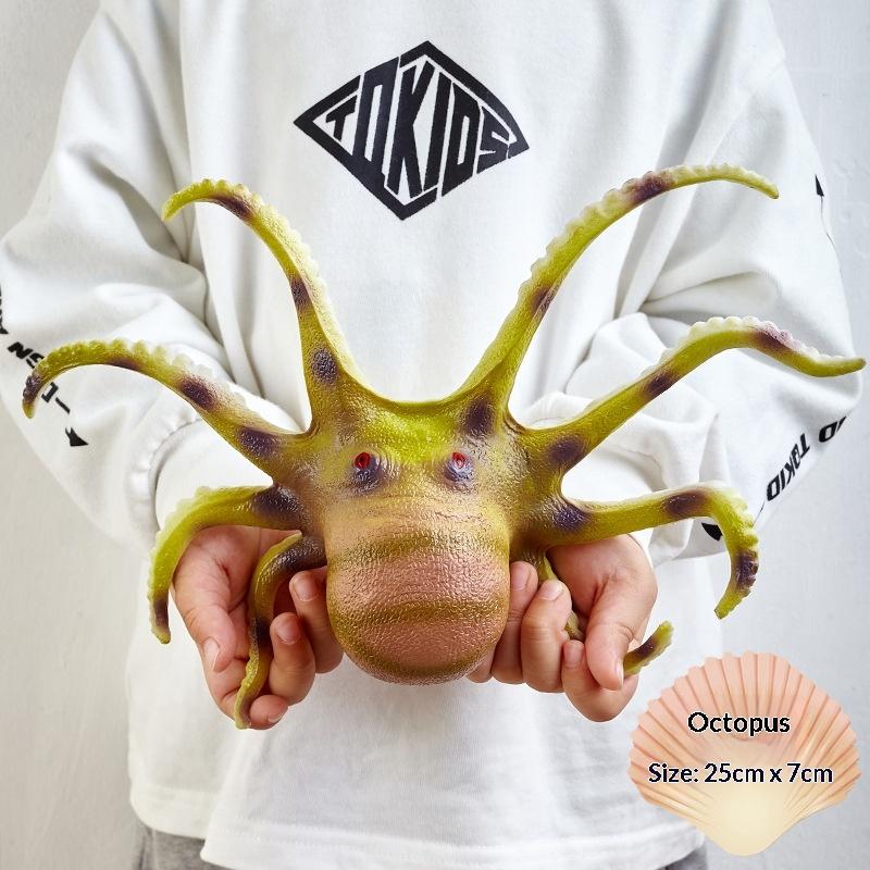 Soft Rubber Marine Animal Model Realistic Great White Shark Blue Whale Turtle Megalodon Duck Toys Collectible Action Figures
