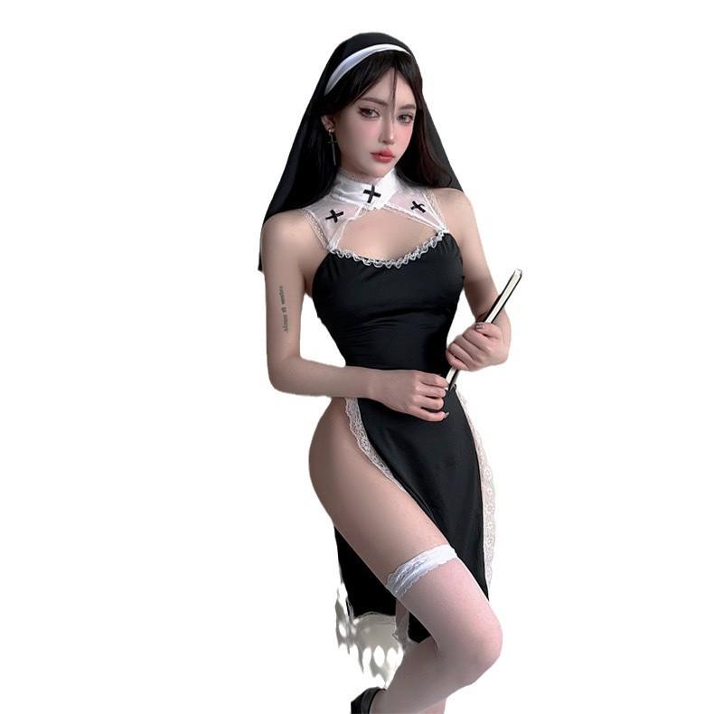 Seductive Nun Role Play Lace Costume Set