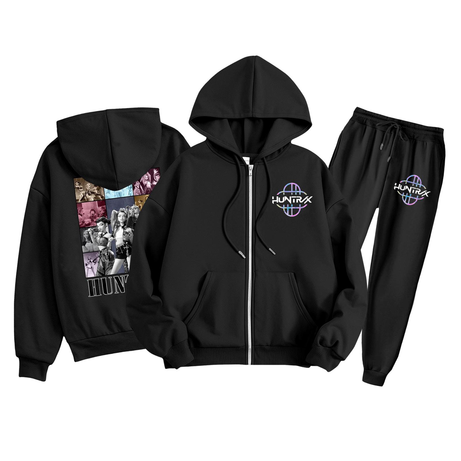 

Children s Fashion Long Sleeve Zipper Hooded Sweatshirt Sweatpants Solid Color Pocket Sweatshirt Set 100