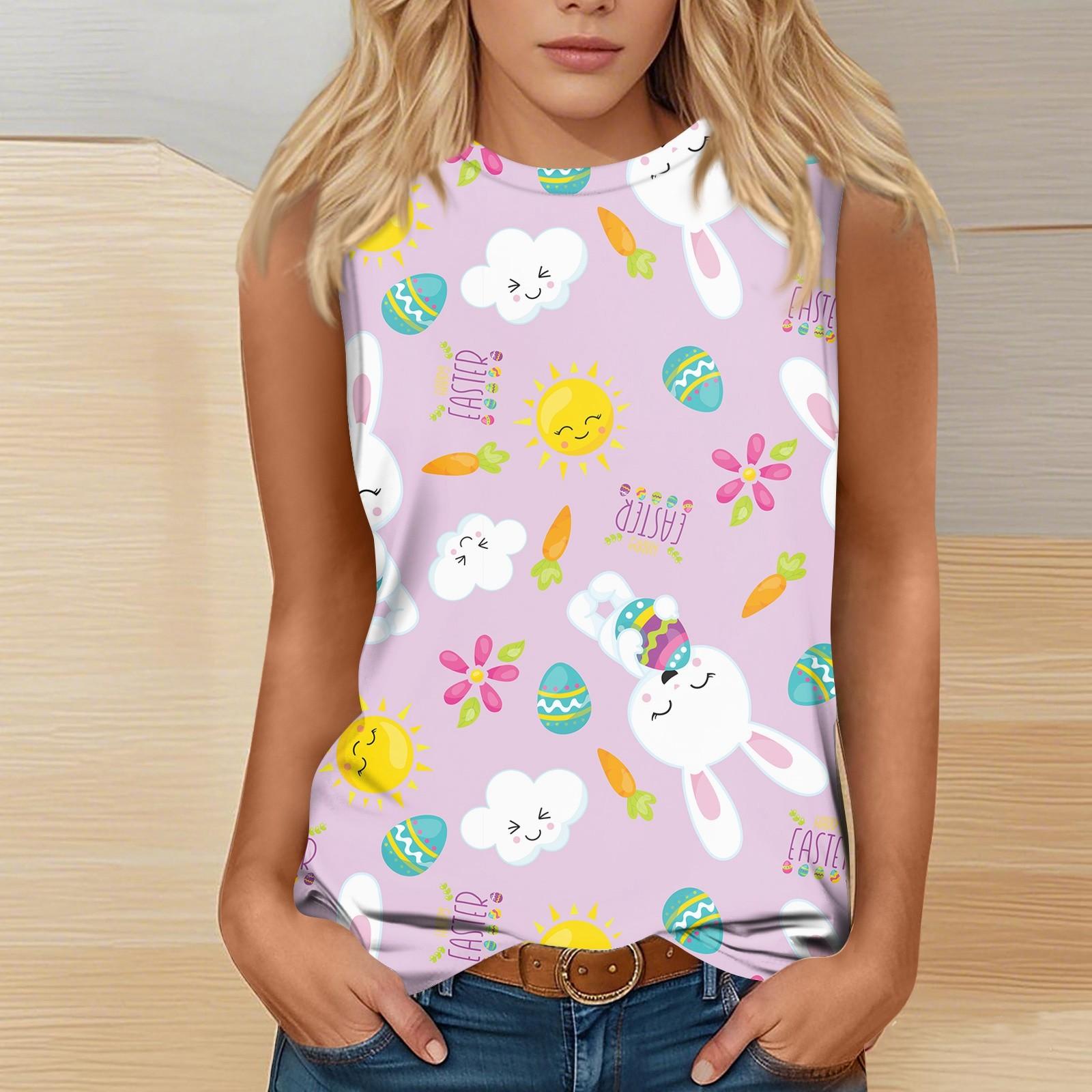 

Женская мода повседневная пасхальная футболка с круглым вырезом без рукавов L армия зеленый