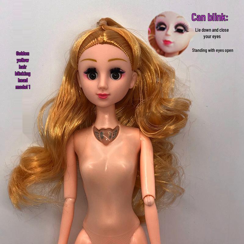 30cm 11-inch BJD Doll with Blinking Real Eyes, Changeable Clothes, DIY Options, and Bonus Head