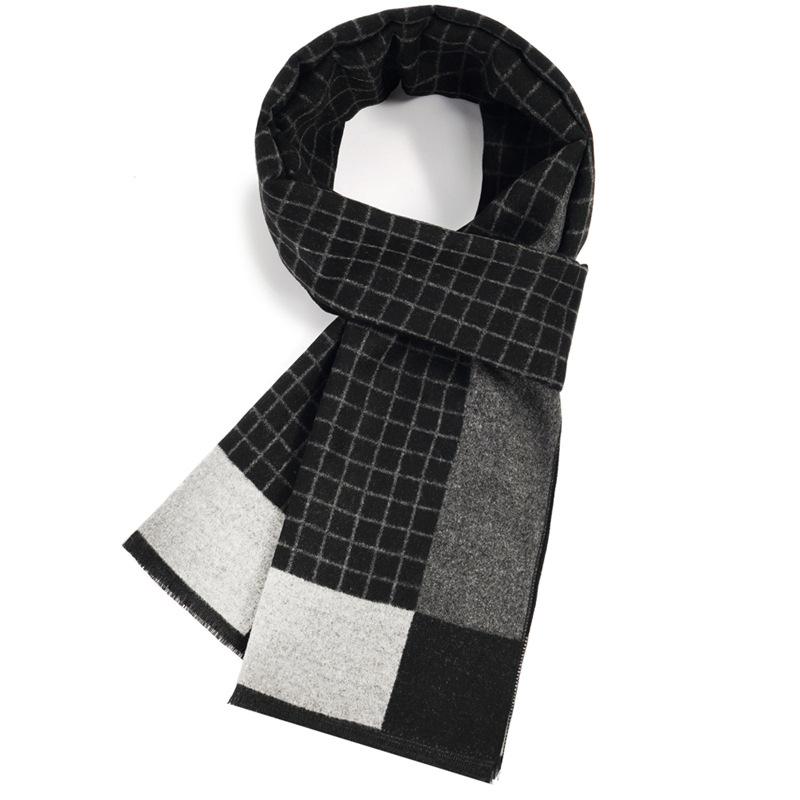 Men'S Scarves Men'S Winter Warmth Plaid Long Imitation Cashmere Men'S Scarves Custom
