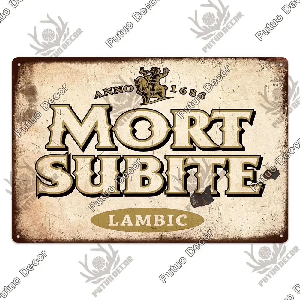 Putuo Decor's Belgium Beer Metal Plaque Retro Wall Art for Pub Bar Man Cave Club Vintage Style Decorative Sign