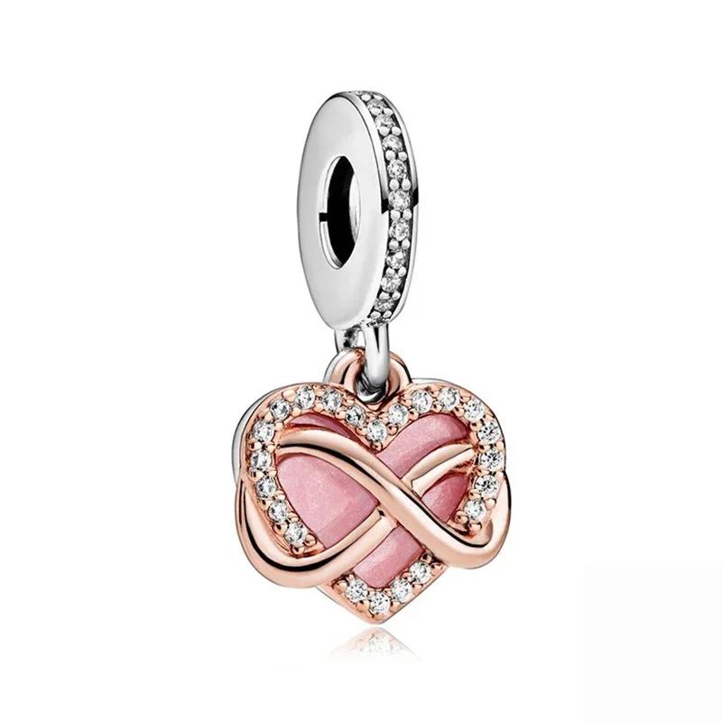 New Fashion Love Heart Bear Pig Butterfly Cake Pink Series Beads Fit Charms Bracelets Women DIY Jewelry Gift