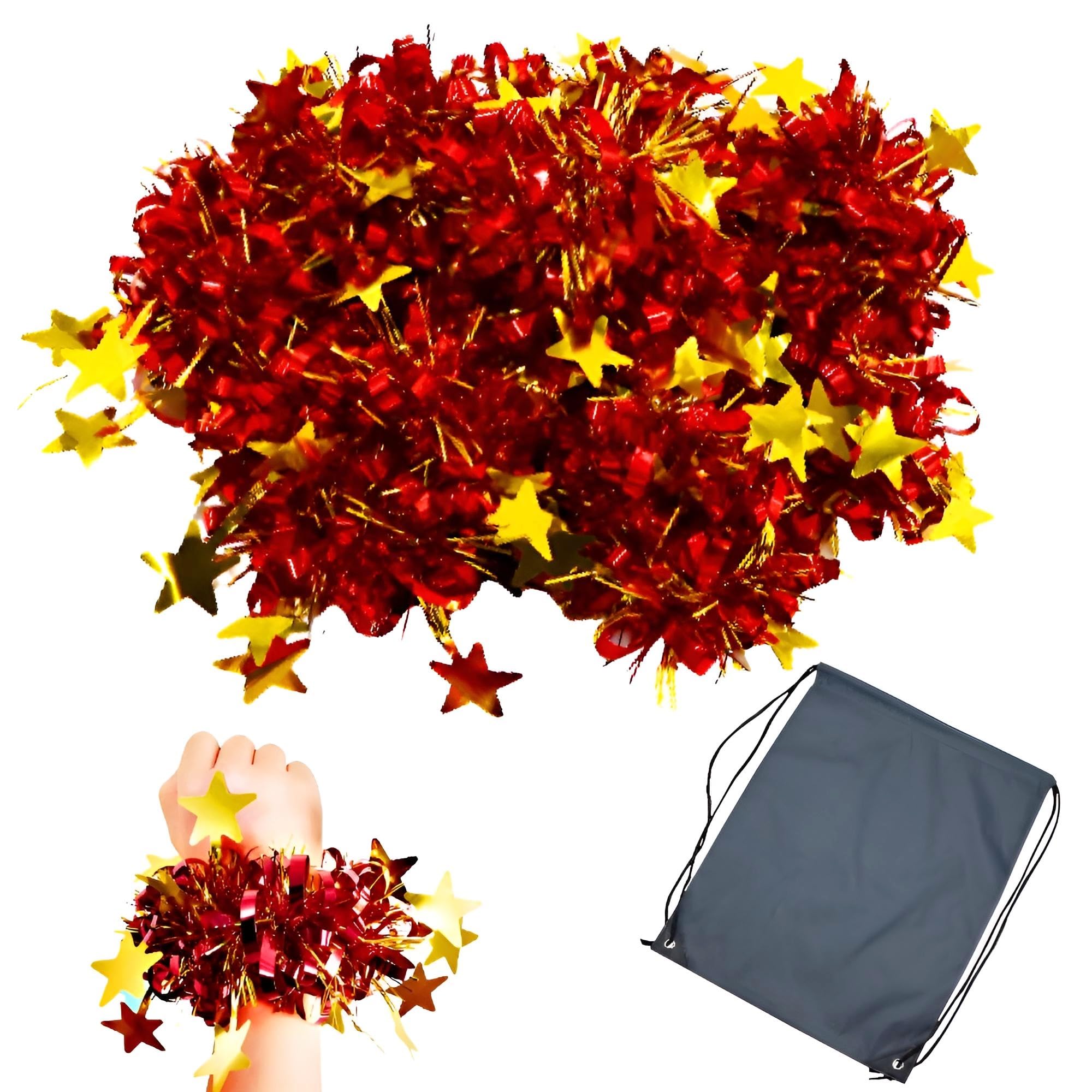 

ZERONOWA Cheer Poms Hand Free Wrist Pom Poms Набор из 14 танцевальных помпонов для поддержки болельщиков (красный) красный