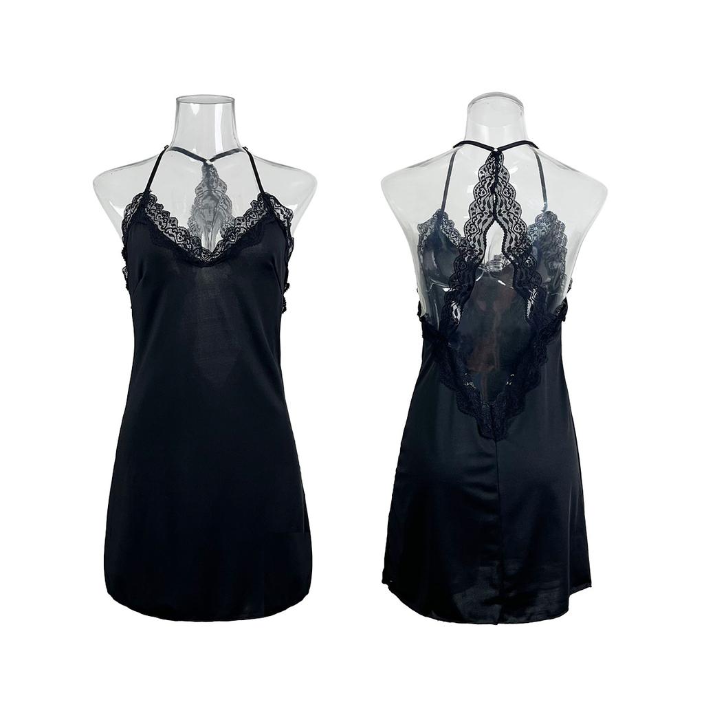 Czarna Seksowna Koszulka Nocna Bez Pleców Cami Czyste Pragnienie Dopasowany Krój Jedwab Mleczny Damska Odzież Domowa 589 Odważna Wygodna Bielizna Nocna Ponadczasowy Czarny Odcień