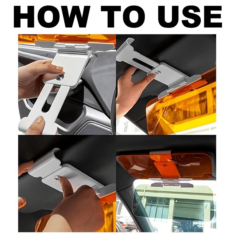 Two-In-One Car Sun Visor Polarized Sun Visor Transparent Anti-Glare Adjustable Day Night Driving for Auto Safety Driving