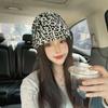 American Style Y2k Baggy Cap Stacking Leopard Beanies Cap Trendy Pullover Hats  Women