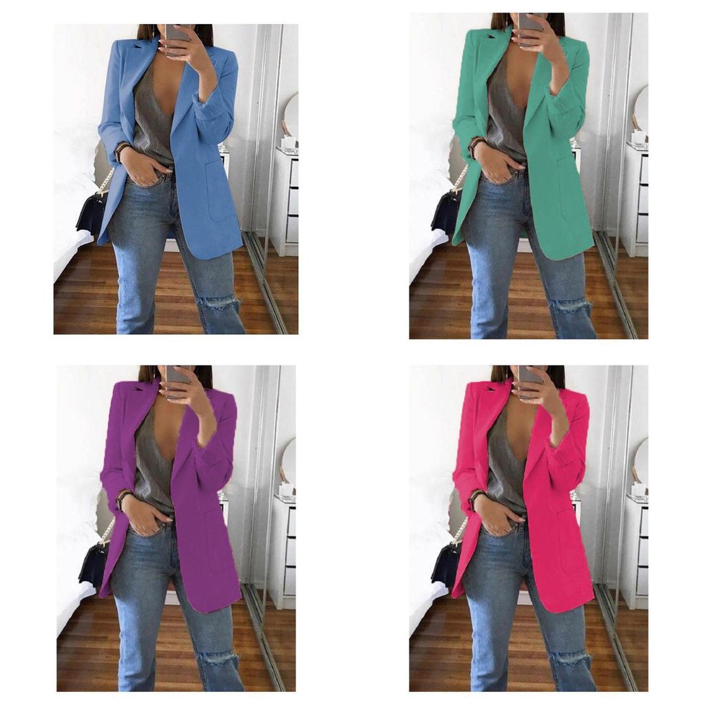 Lapel Women Loose Turndowncollar Long Sleeve Casual Blazer Women Outwear