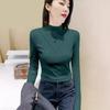 1x1 Ribbed Double-Sided Velour Women's Half High Neck Long Sleeve Slim-Fit Brushed Warm Top