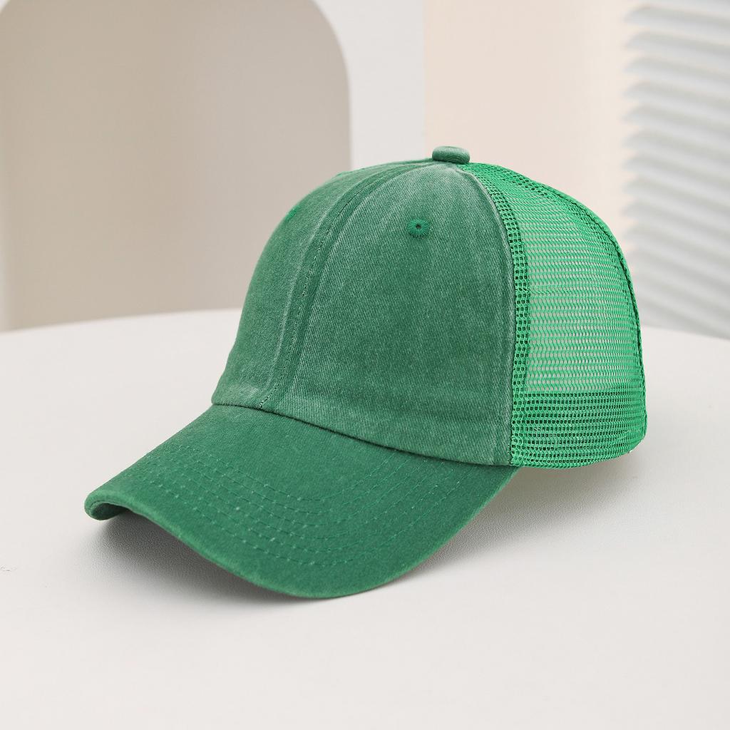 Casual Water-washed Mesh Baseball Cap, Adjustable Curved Brim Baseball Cap, Summer Sweat-absorbing and Breathable Sun Hat