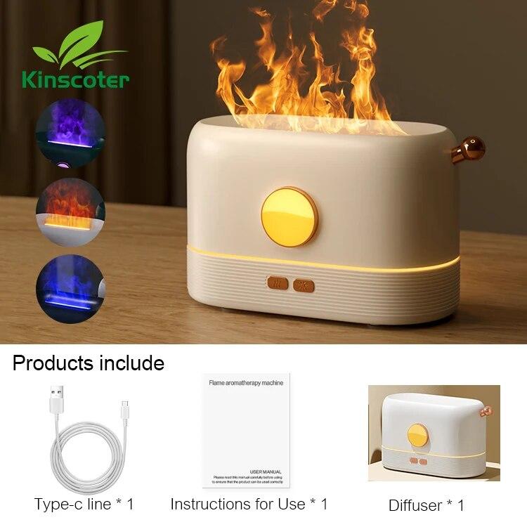 Flame Air Humidifier Portable Usb 180ml 200ml Realistic Fire Sprayer Essential Oil Aroma Diffuser