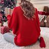 GMXIA Christmas Turtleneck Women's Autumn Winter Loose Bat-sleeve Wear Knit Top Women