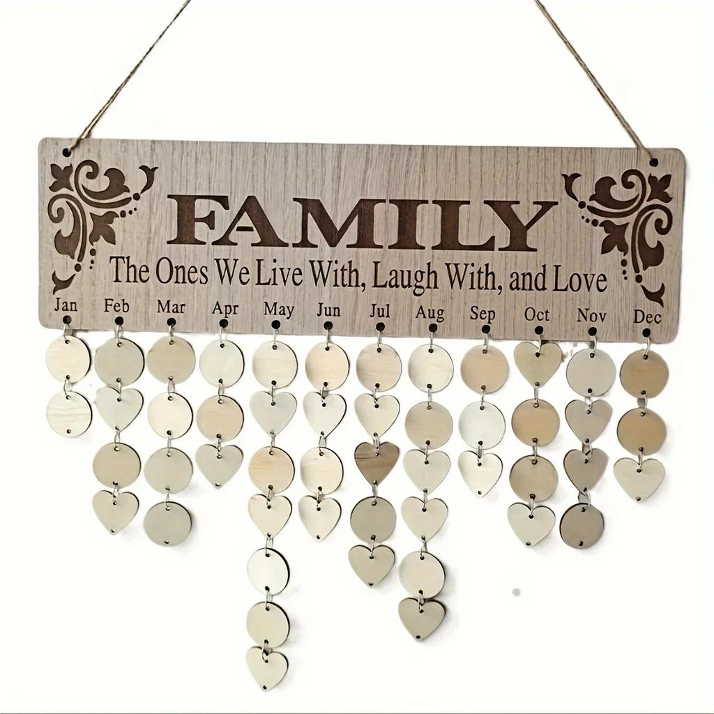DIY Wooden Family Birthday Board Wall Hanging Calendar with 100 Wooden Tags Best Gift Ideas for Organizing Celebrations