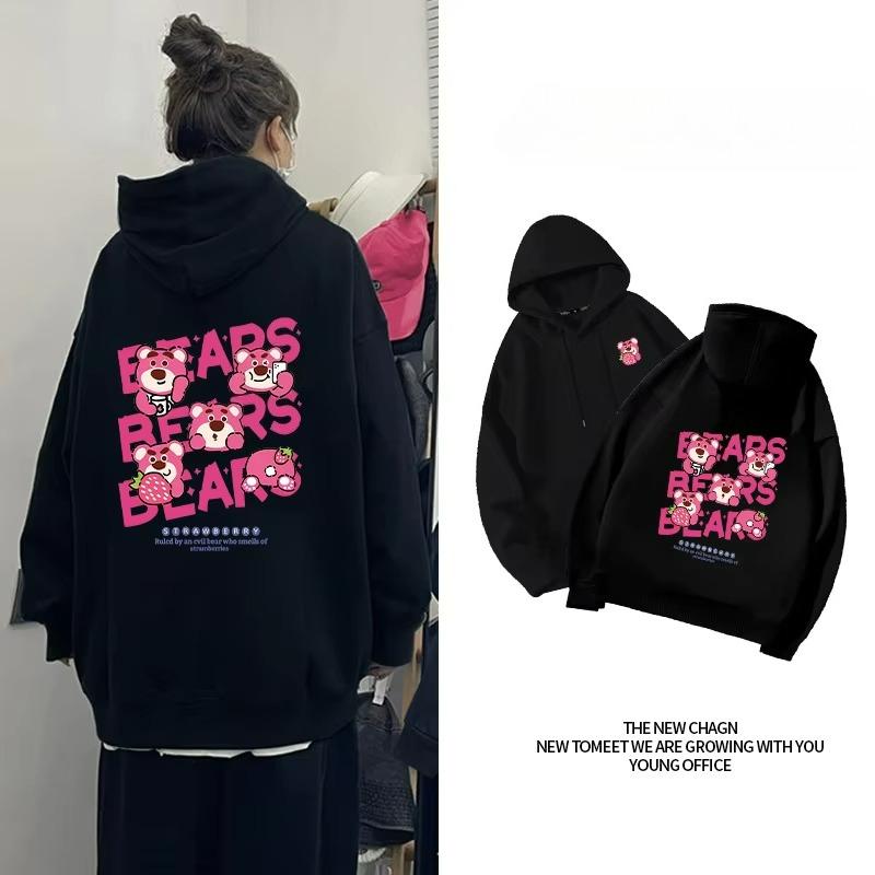Couple Hoodie Women's Hoodie 2025 New Lotso Strawberry Bear Print High Quality Disney Cartoon Style Women's Hoodie Jacket