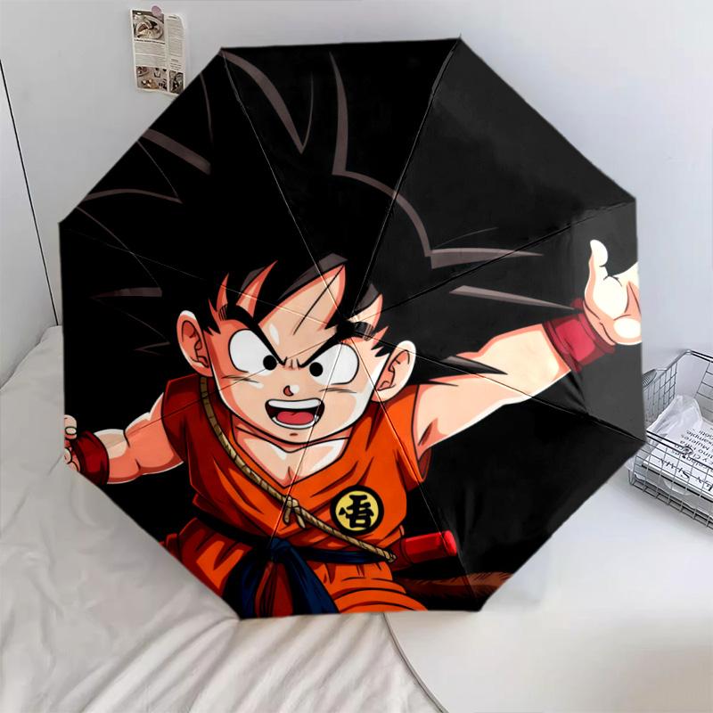1 PC Automatic Folding Umbrella - Son Goku Pattern Portable Foldable Design With 8 Ribs Christmas Birthday Gifts