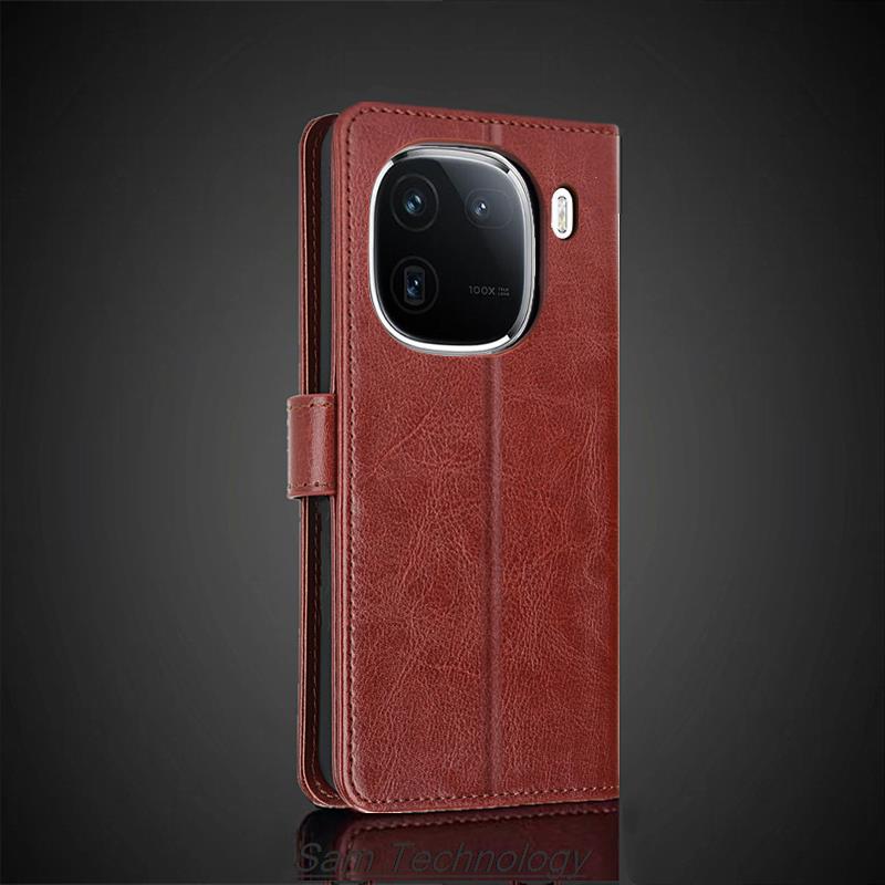 Card Holder Cover Case for Vivo iQOO 12 / iQOO12 Pu Leather Flip Cover Retro Wallet Phone Case Business Fundas Coque