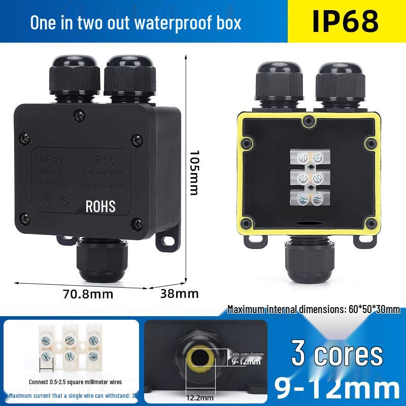 Outdoor IP68 Rainproof Plastic Junction Box with Terminal Block for PC Rooms & Street Lighting