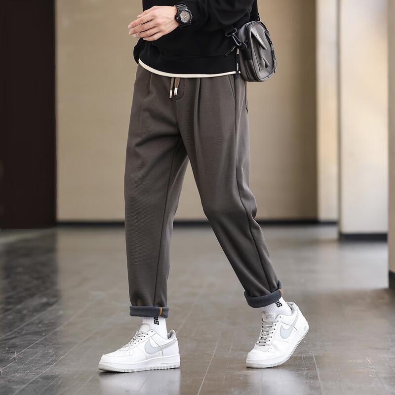Fengxiao Men's Warm Loose-Fit Tapered Casual Pants
