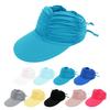 Children'S Sports Empty Top Hat Outdoor Ponytail Beach Visor Big Brim Girls Quick-Drying Hat 3-12 Years Old