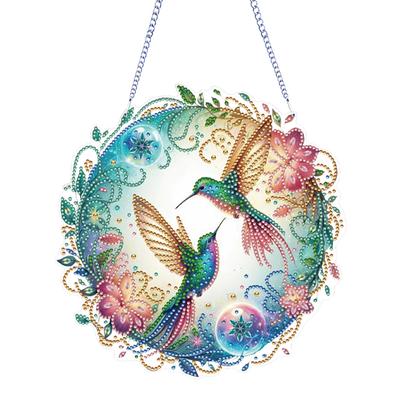 2D Flache Kolibri DIY Strass Diamantkunst Fensteranhänger Sonderform Diamantkunst Anhänger Wanddeko für Zuhause & Fenster