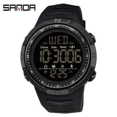 Reloj Electrónico de Moda para Hombre Sanda con Esfera Grande Luminosa Resistente al Agua y Calendario.