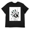 Black and Teal Abstract Handprint T-Shirt Quick-drying Sweat Designer Shirts T Shirts for Men Graphic