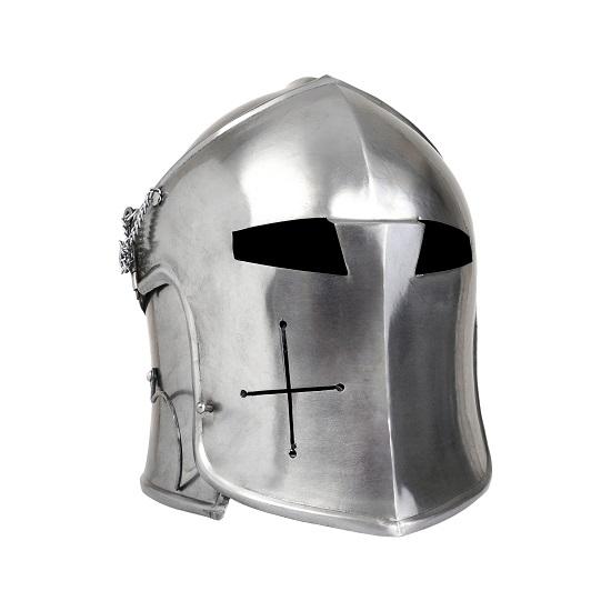 Barbouta With Brushed Steel Visor Knights Templar Crusaders Armor Helmet Costume