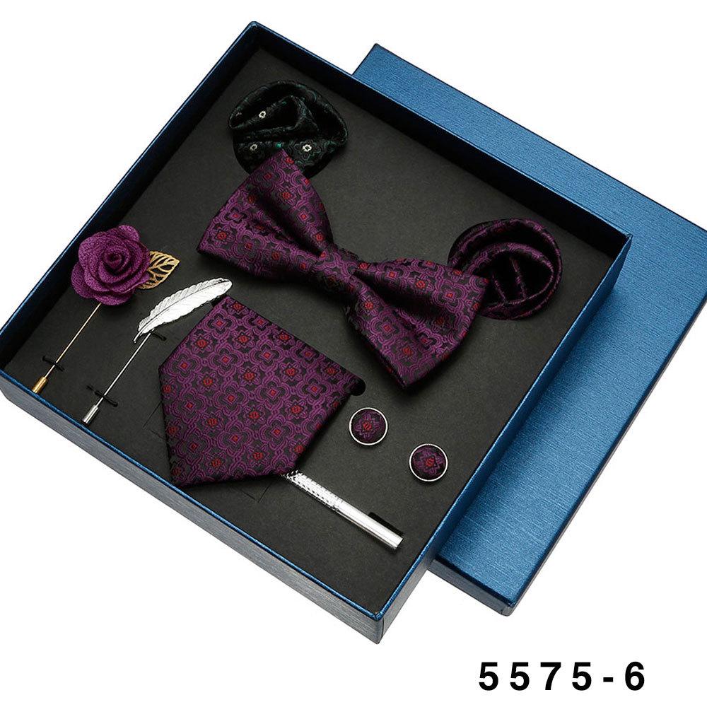Men's Formal Tie & Pocket Square Eight-Piece Gift Set - High-End Wedding & Business 