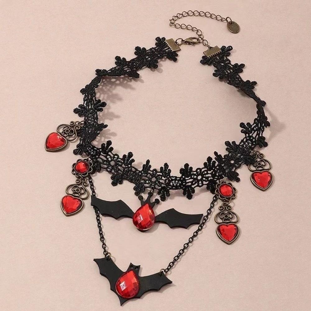 Dark Style Gothic Choker Vintage Bat Earrings Fashion Halloween Necklace  Dress-Up