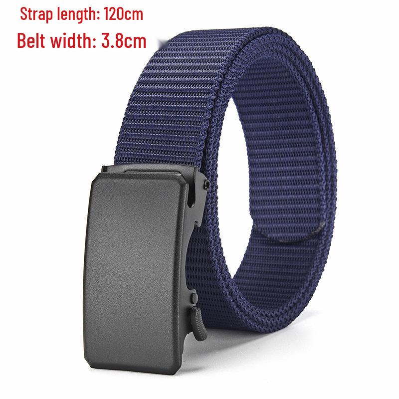 Men's Tactical Canvas & Nylon Woven Belt with Leather Trim - Elastic and High-End Accessory
