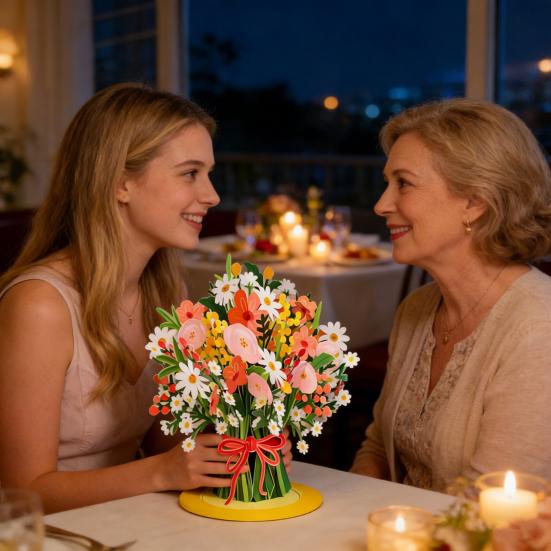 Pop-Up Vildblomma Alla Hjärtans Dag-kort 3D Pappersblomma Bukett Grattiskort Vikbar Romantiska Blomsterkort för Födelsedag Mors Dag Jubileum