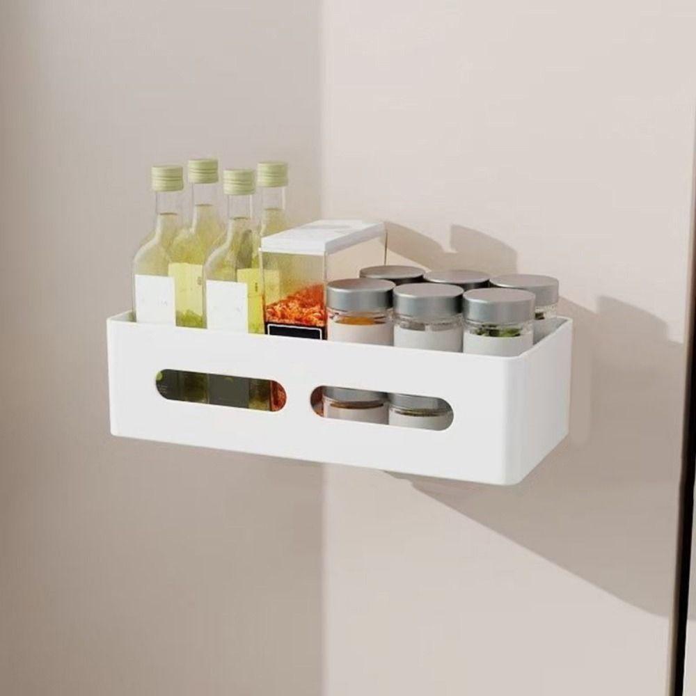 Carbon Steel Refrigerator Magnetic Shelf Punch Free Kitchen Storage Shelves Kitchen