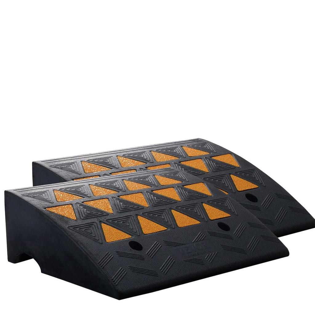 Rubber Curb Ramp 2 Pack, 6" Rise Height Heavy-Duty 33069 Lbs/15 T Capacity Threshold Ramps, Driveway Ramps with Stable Grid Structure for Cars,